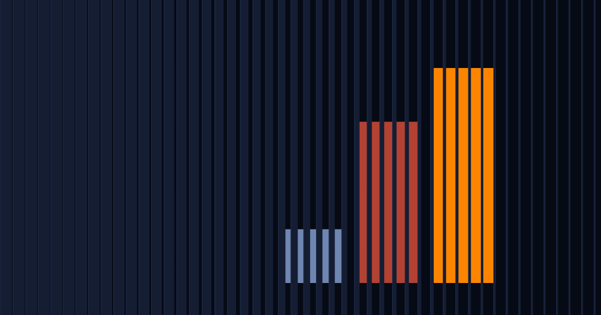 A field of vertical stripes resolving into three solid, rising bars in the JD& brand colours.